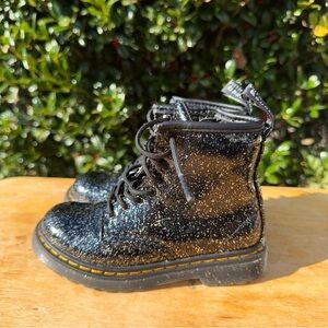 Dr. Martens 1460 8-Eye Glitter Boot Toddler Black / Silver Toddler Size 9